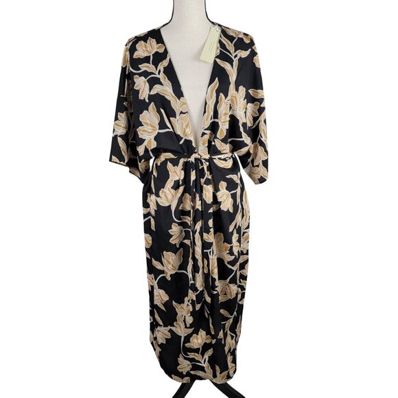 Maison Du Soir Size S/M Black, Gold & White Selena Kimono, NEW with Tags - Picture 3 of 16